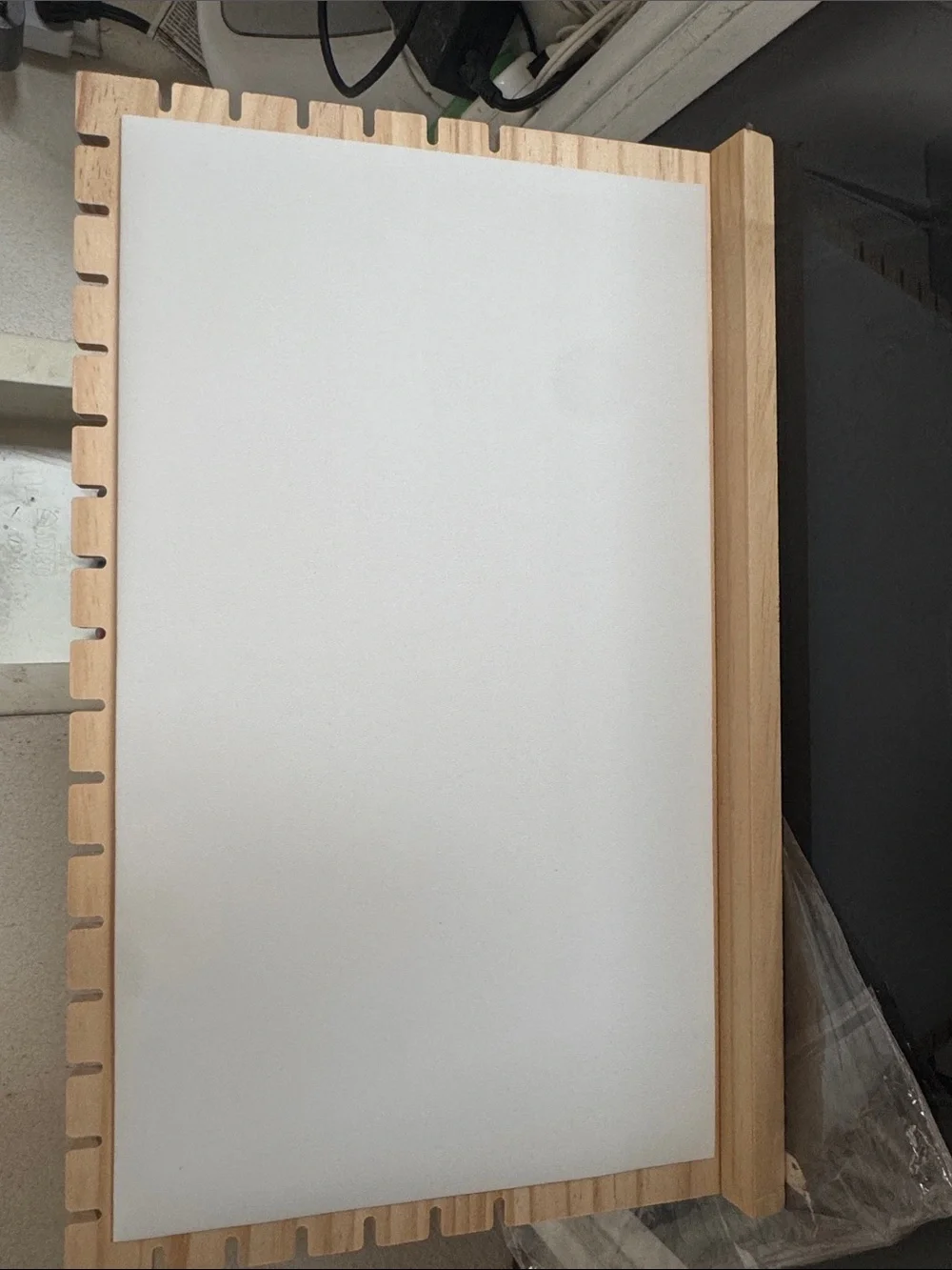 Wooden Slat jewelry chain display Panel with White backing size 16 by 9